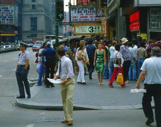 Downtown crossing State Street in the crowd