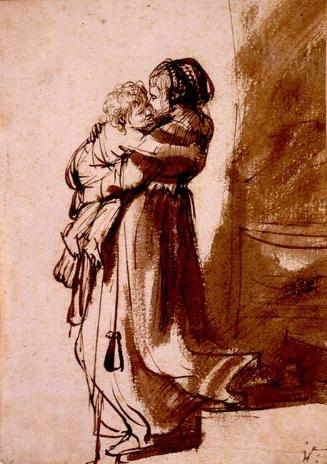 Woman Carrying a Child Downstairs