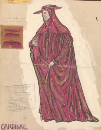 Orson Welles' design for the Cardinal's costume for his production of The Tragical History of D…