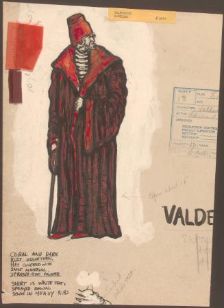 Orson Welles' design for Valdes' costume in The Tragical History of Dr. Faustus.