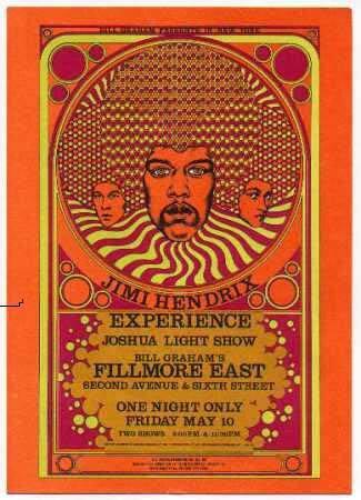 Poster for Jimi Hendrix concert at the Fillmore East, May 10, 1968